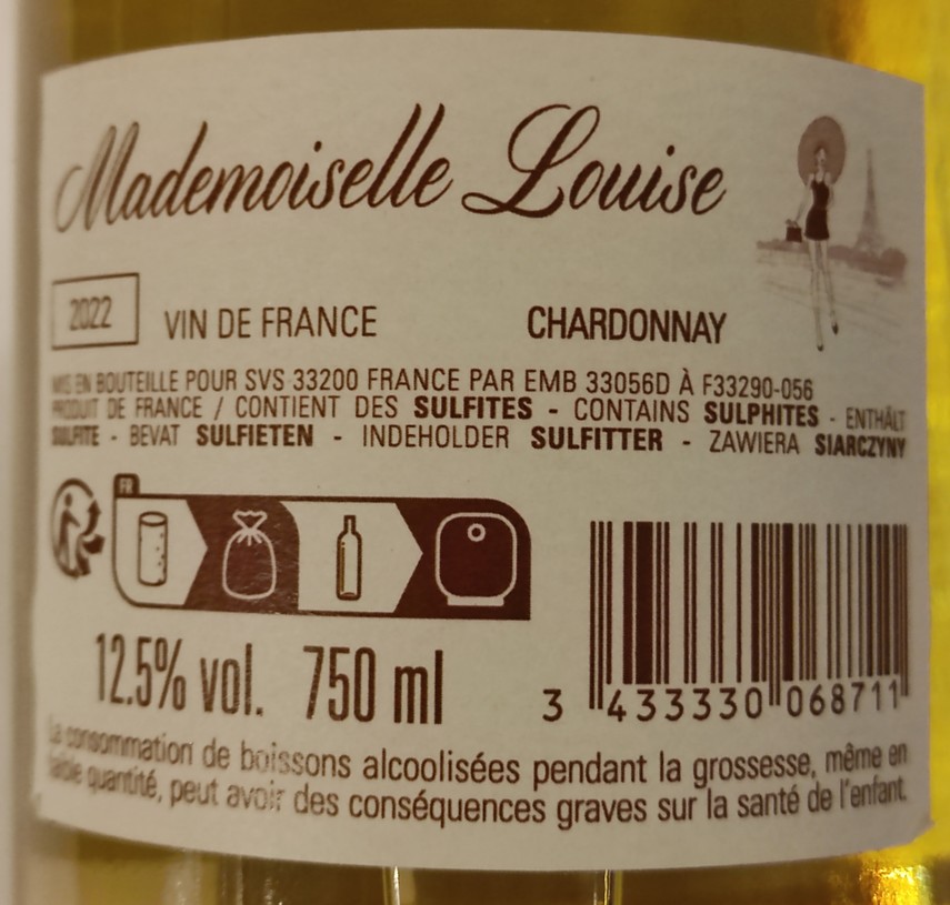 Etiketa Chardonnay Mlle Louise
