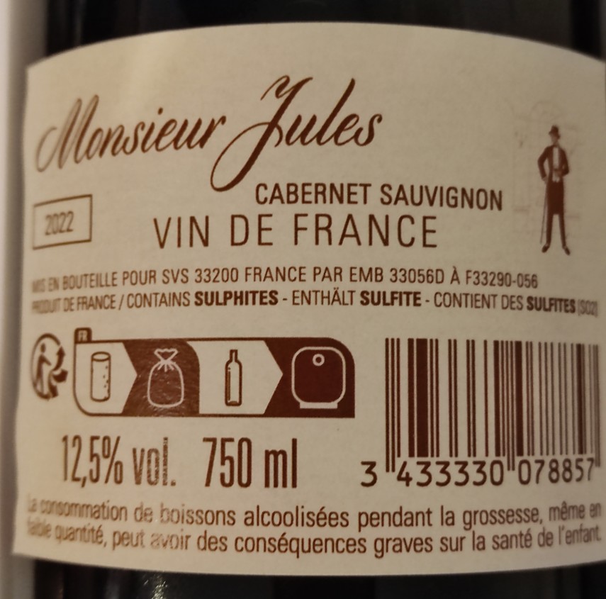 Etiketa Cabernet Sauvignon Mr. Jules