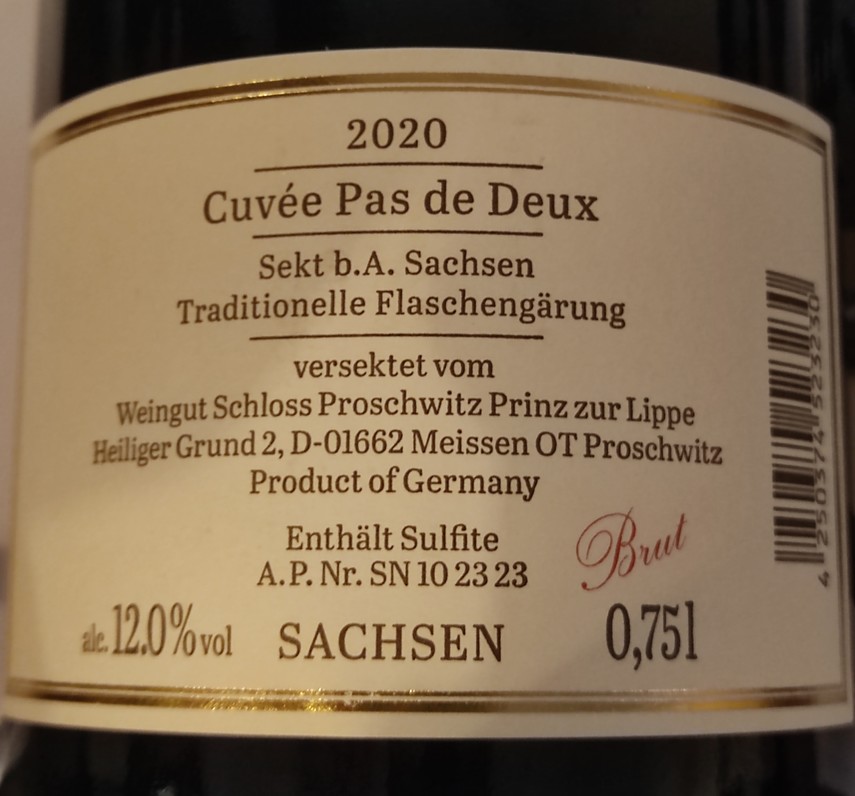 Etiketa Sekt Pas de deux VDP