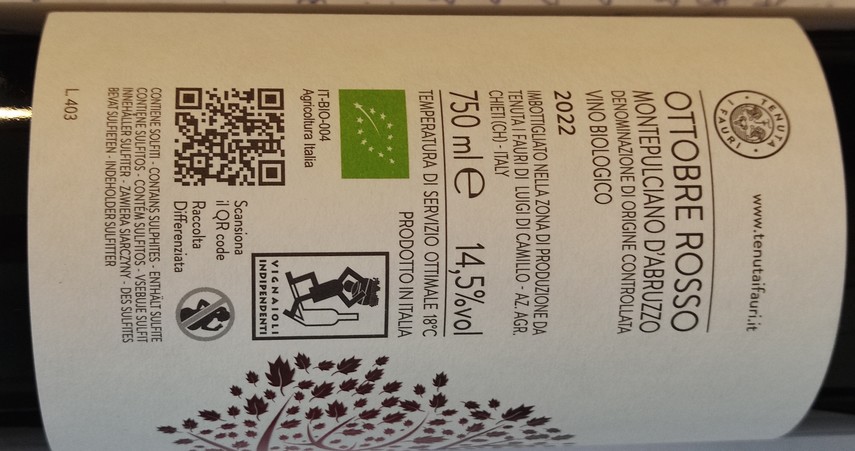 Etiketa OTTOBRE ROSSO Montepulciano d\'Abruzzo