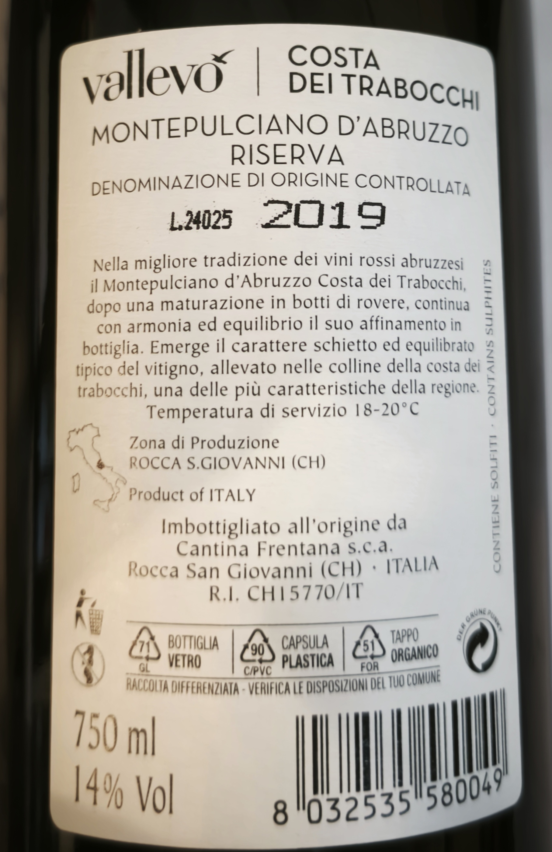 Etiketa Montepulciano d´Abruzzo DOC Riserva 