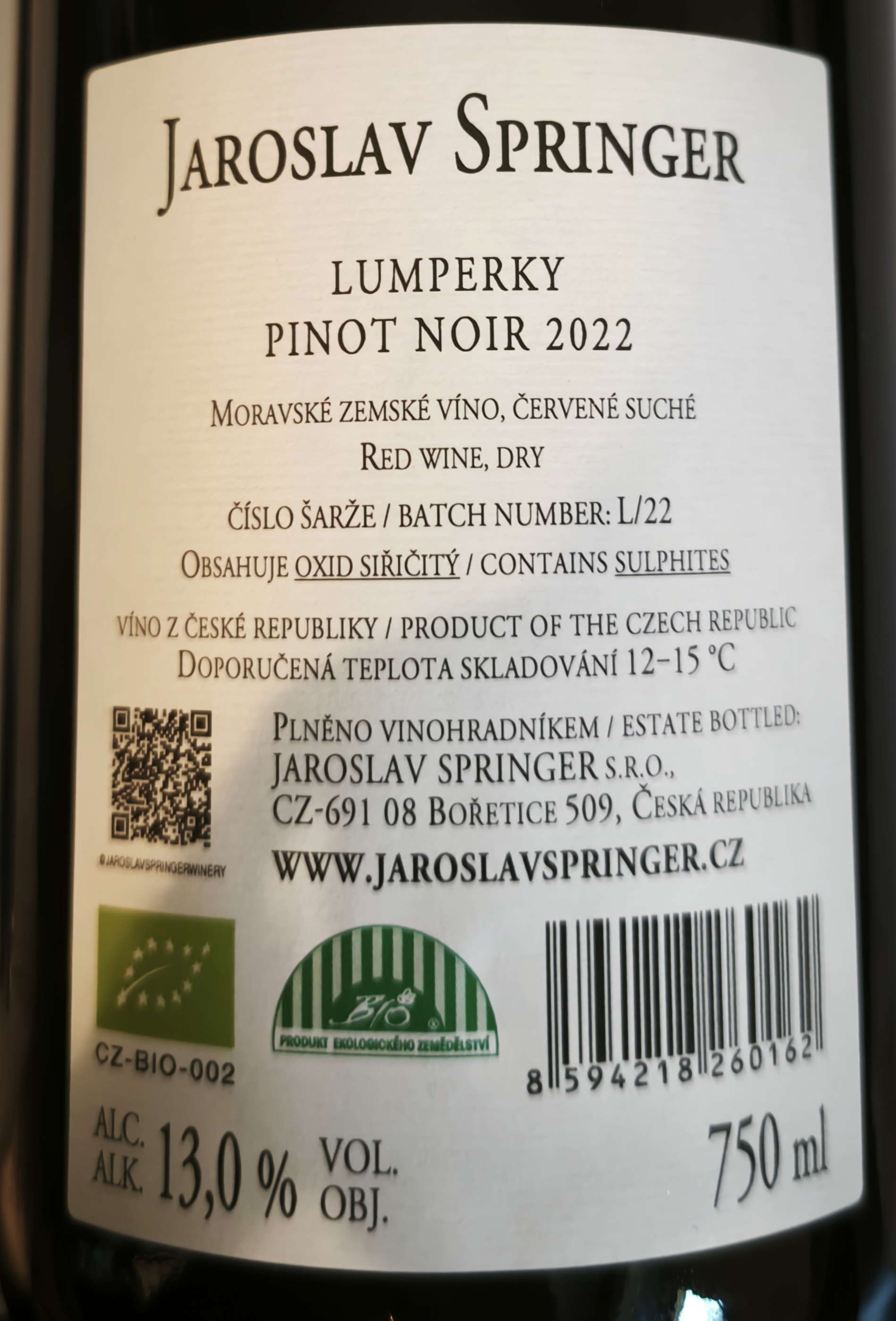 Etiketa Pinot noir Lumperky