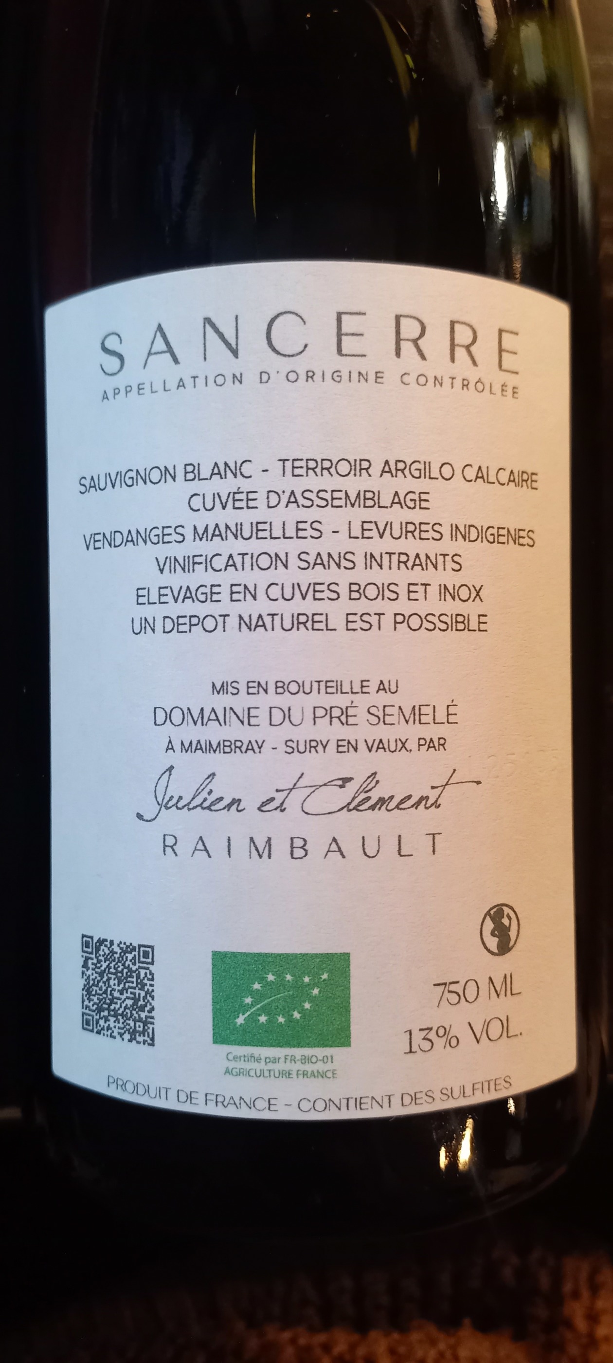 Etiketa Sancerre blanc AOP