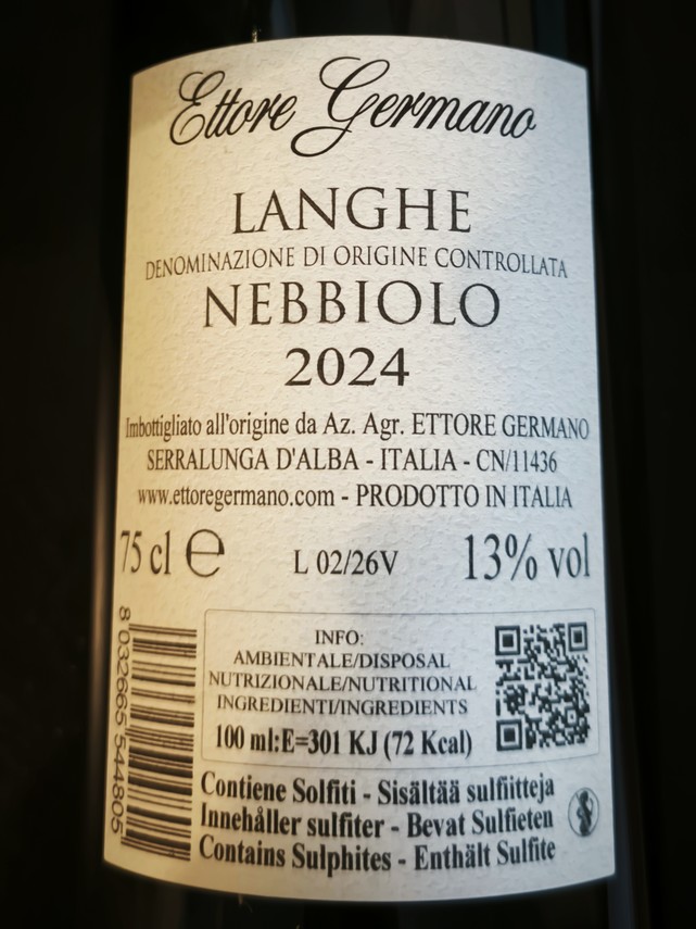 Etiketa Langhe Nebbiolo 