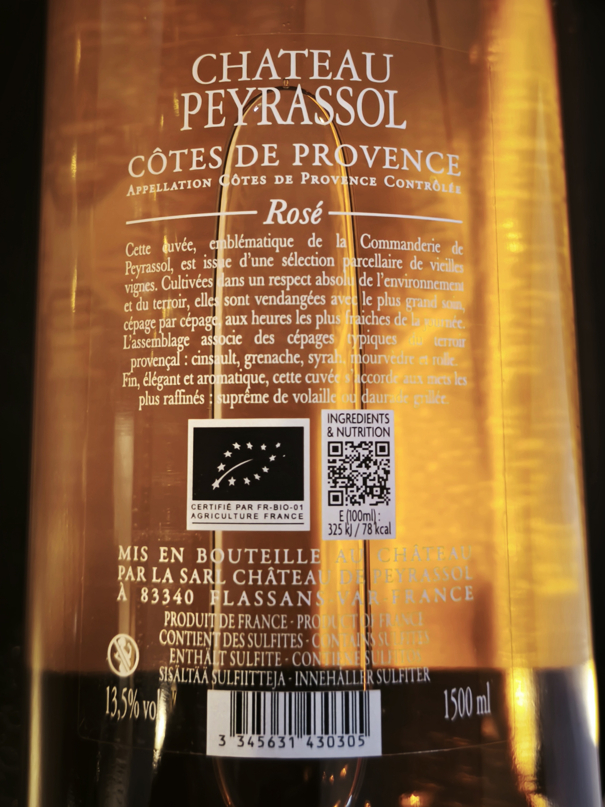 Etiketa Château Peyrassol rosé, Côtes de Provence 